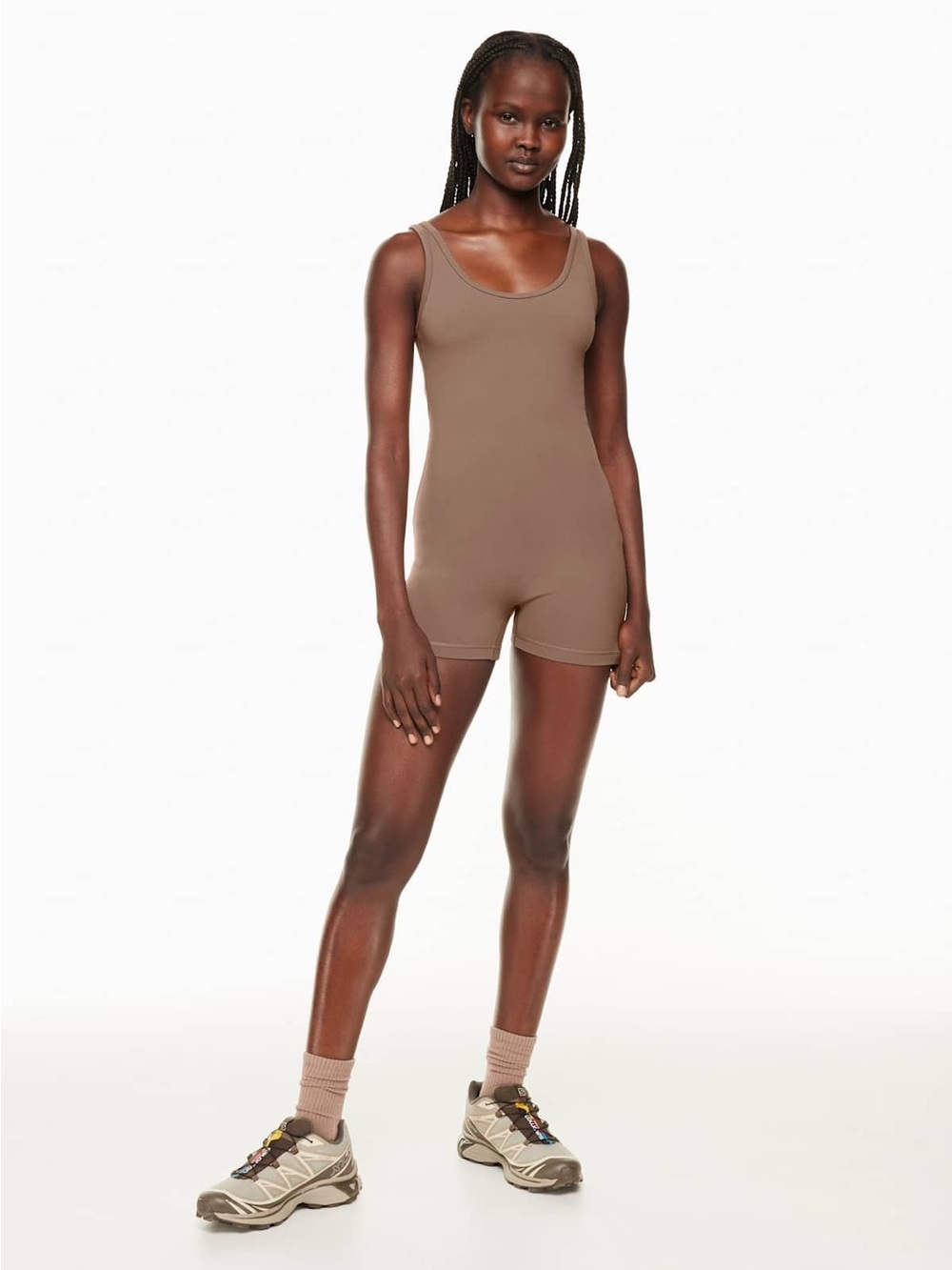 Aritzia TNAction Women’s Brown Sleeveless Scoopneck Active Romper